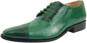LIBERTYZENO Mens Genuine Leather Ostrich/EEL Print Lace Up Oxford Dress Shoes