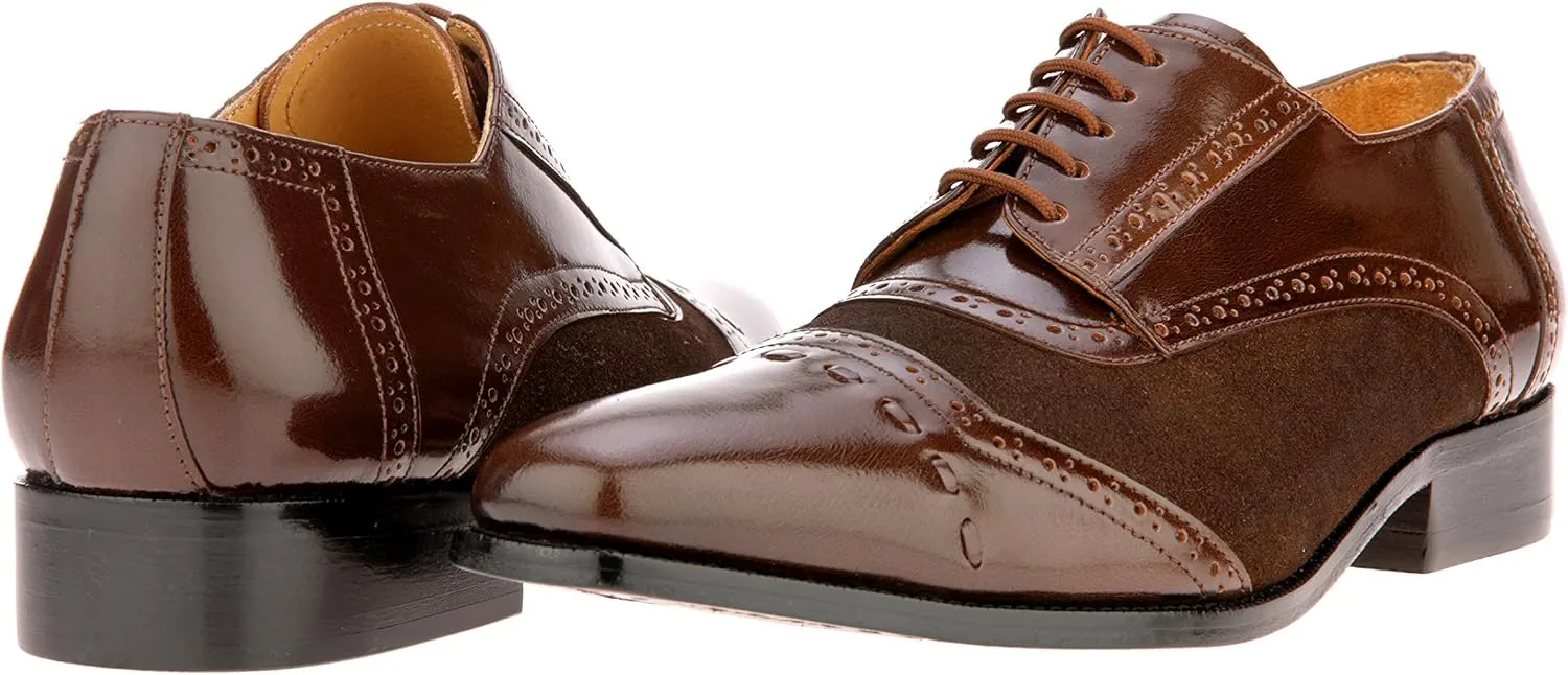 LIBERTYZENO Mens Leather Adults Stitched Welt Lace Up Oxford Dress Shoes for Prom Graduation
