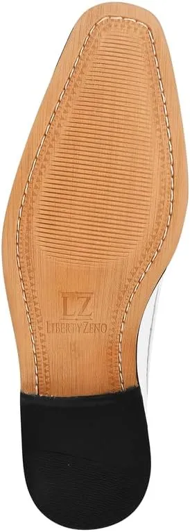 LIBERTYZENO Mens Plain & Lizard Print Genuine Leather Adults Lace Up Oxford Dress Shoes for Prom Graduation