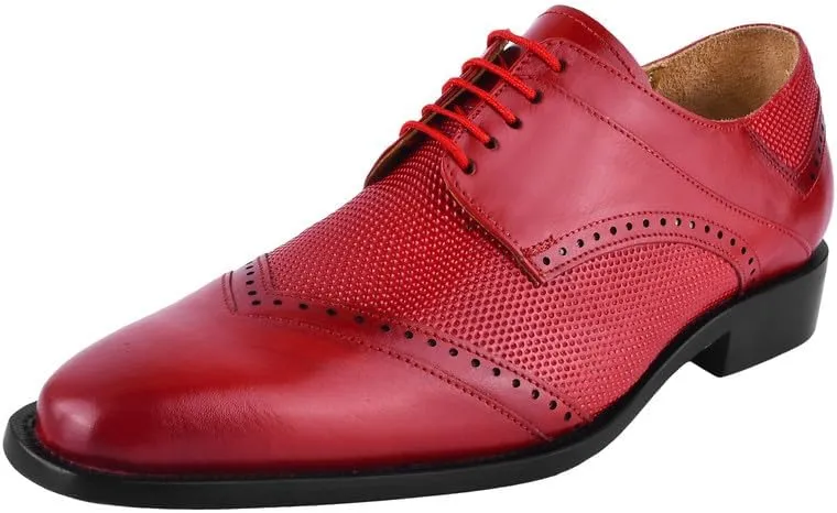 LIBERTYZENO Mens Tread Design Genuine Leather Lace Up Oxford Dress Shoes