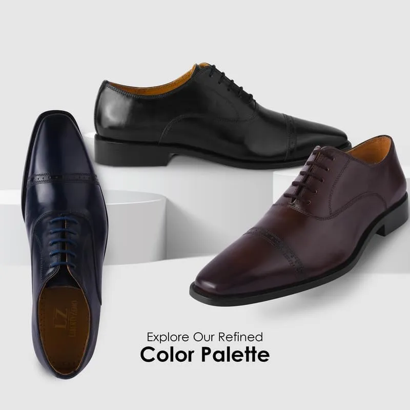 LIBERTYZENO Mens Tread Design Genuine Leather Lace Up Oxford Dress Shoes