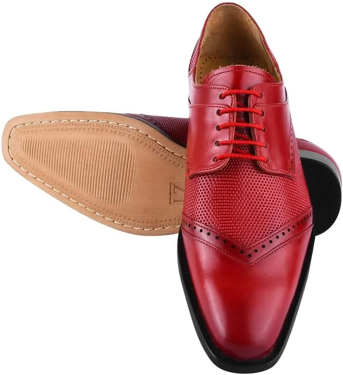 LIBERTYZENO Mens Tread Design Genuine Leather Lace Up Oxford Dress Shoes