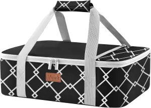 Lifewit Insulated Casserole Carrier for Hot or Cold Food, Casserole Dish Bag Carrying Case, Lasagna Lugger Holder for Potluck/Parties/Picnic/Cookouts, Fits 9"x13" Baking Dish, Black