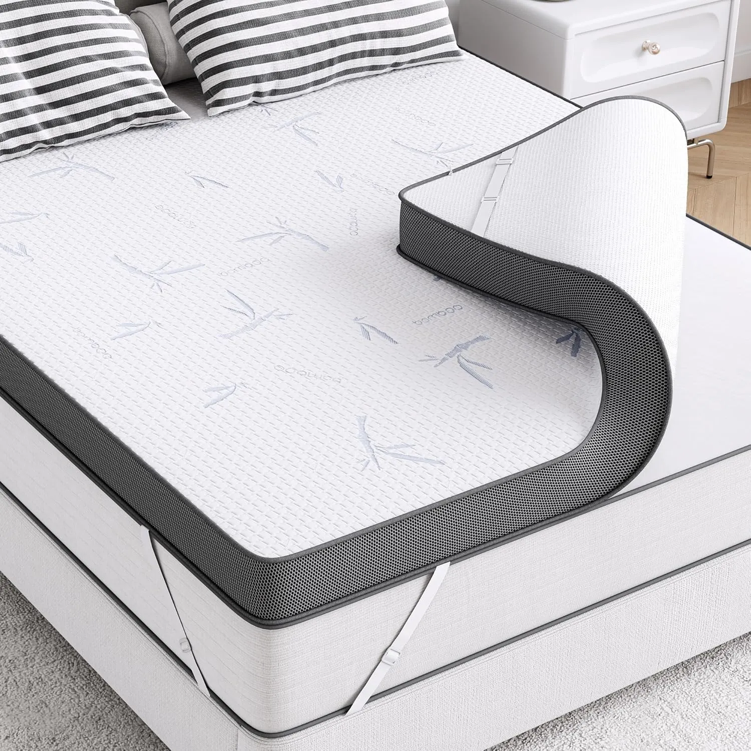 LIKIMIO 3 Inch Mattress Topper Twin, Cooling Gel Infused Ventilated Memory Foam Bed Topper, Mattress Pad with Removable Knit Cover, Pressure Relief & Non-Slip, Dorm/Guest, CertiPUR-US Certified