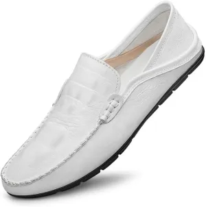 Loafers for Men Round Toe PU Leather Crocodile Print Loafer Shoes Comfortable Lightweight Flat Heel Classic Slip-ons