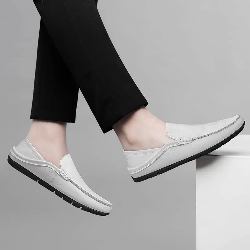 Loafers for Men Round Toe PU Leather Crocodile Print Loafer Shoes Comfortable Lightweight Flat Heel Classic Slip-ons