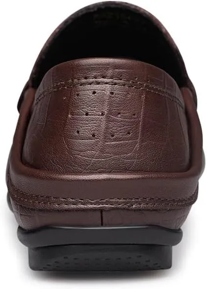 Loafers for Men Round Toe PU Leather Crocodile Print Loafer Shoes Comfortable Lightweight Flat Heel Classic Slip-ons