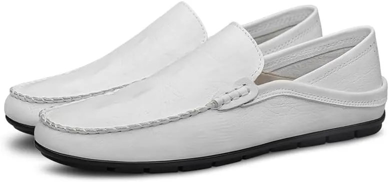 Loafers for Men Round Toe PU Leather Crocodile Print Loafer Shoes Comfortable Lightweight Flat Heel Classic Slip-ons