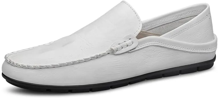 Loafers for Men Round Toe PU Leather Crocodile Print Loafer Shoes Comfortable Lightweight Flat Heel Classic Slip-ons