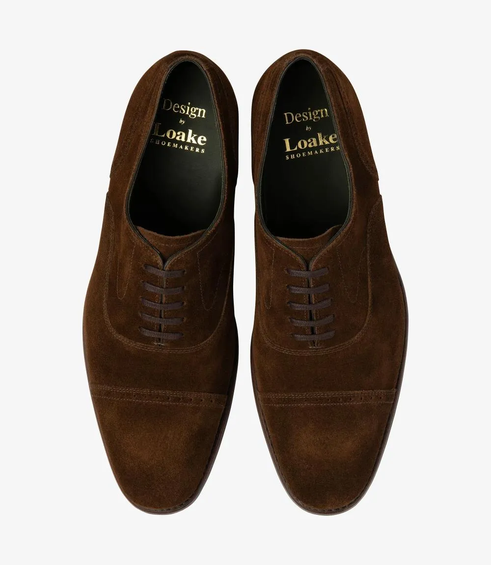 LOAKE HUGHES BROWN SUEDE OXFORD LEATHER/RUBBER SOLE F-MEDIUM