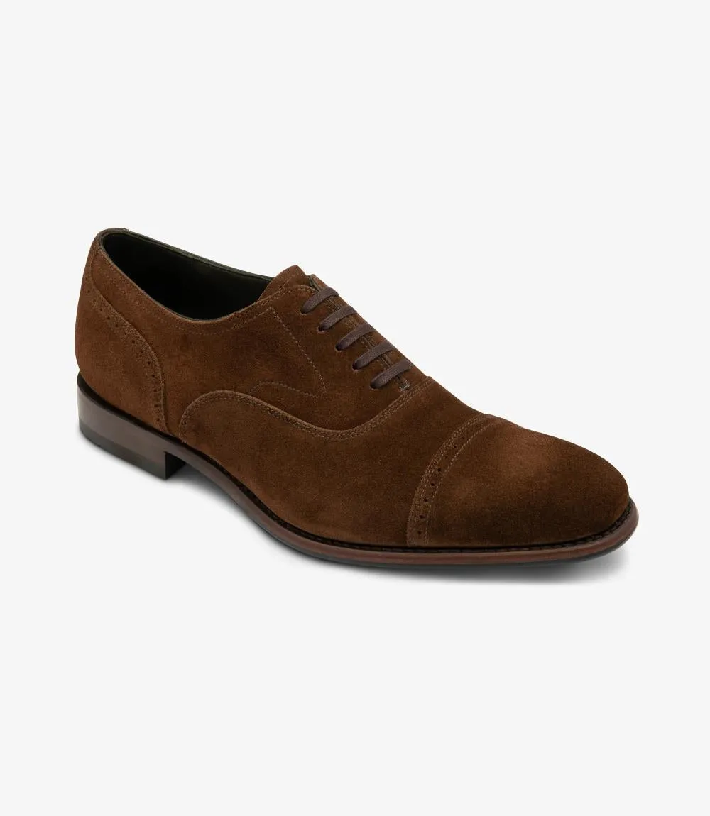 LOAKE HUGHES BROWN SUEDE OXFORD LEATHER/RUBBER SOLE F-MEDIUM