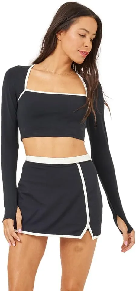 L*Space Campbell Top for Women, Active Long Sleeve Color-Block Workout Top, Built-in Shelf Bra, Medium Support