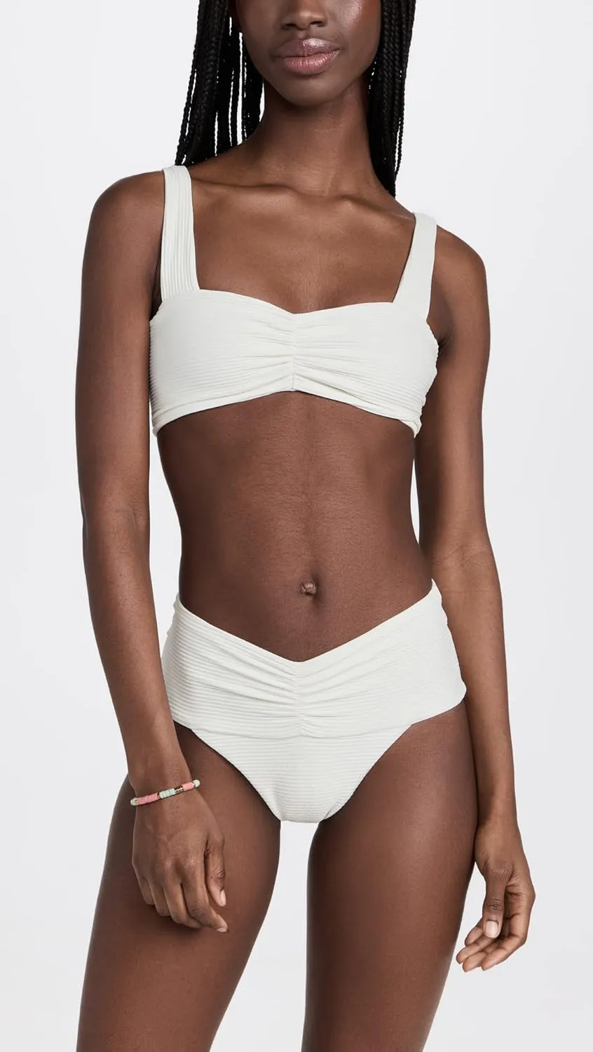 L*Space Eco Chic Econyl Bardot Bikini Bottom for Women, High Waisted Bottom, Classic Coverage, Ribbed Front & Back Ruching