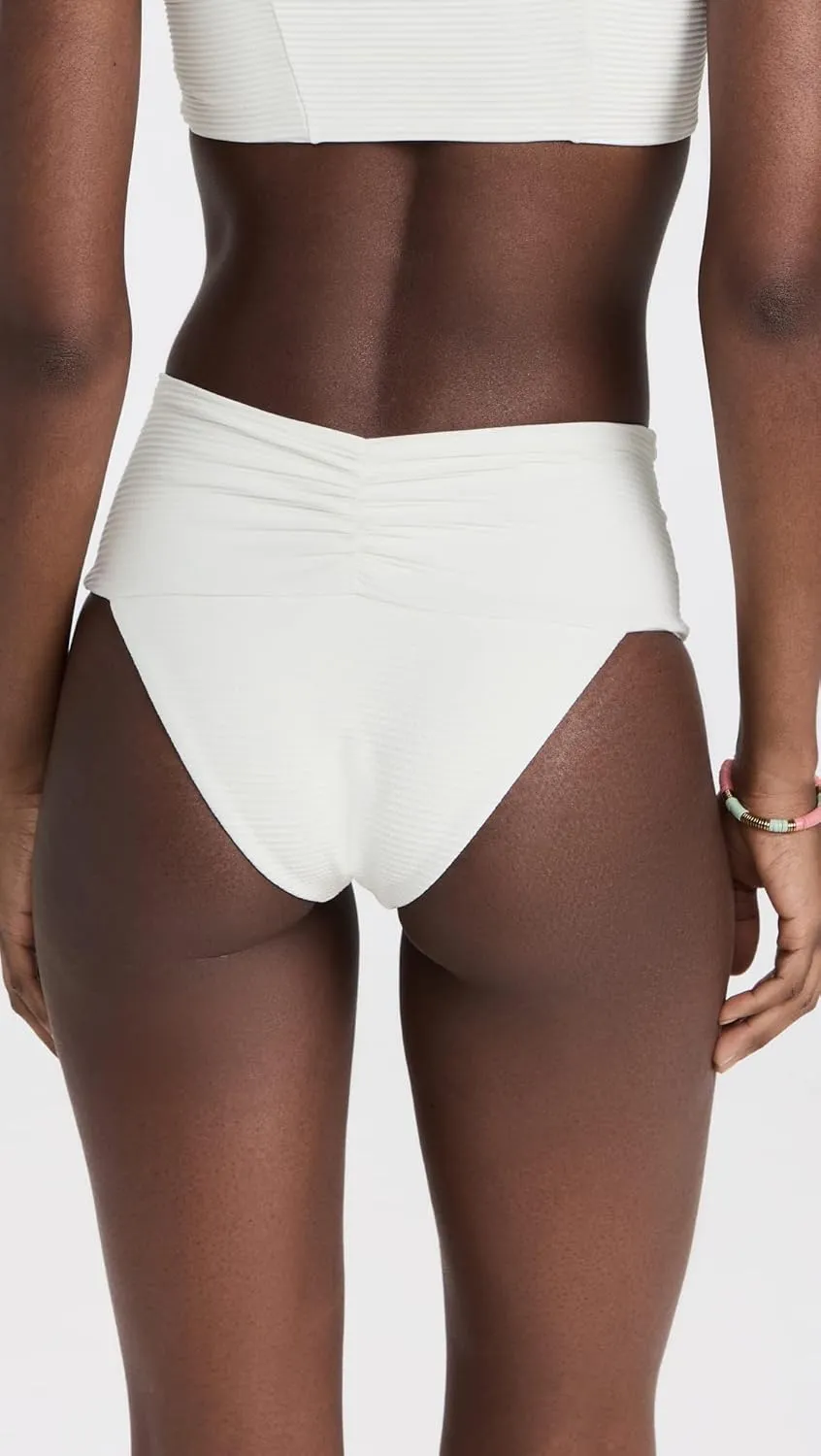 L*Space Eco Chic Econyl Bardot Bikini Bottom for Women, High Waisted Bottom, Classic Coverage, Ribbed Front & Back Ruching