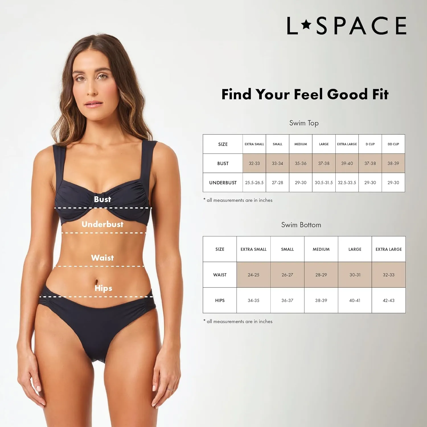 L*Space Eco Chic Econyl Bardot Bikini Bottom for Women, High Waisted Bottom, Classic Coverage, Ribbed Front & Back Ruching