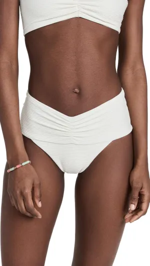 L*Space Eco Chic Econyl Bardot Bikini Bottom for Women, High Waisted Bottom, Classic Coverage, Ribbed Front & Back Ruching