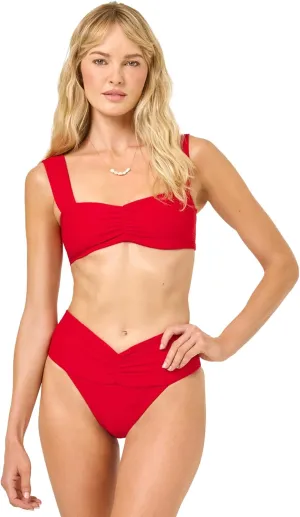 L*Space Eco Chic Econyl Bardot Bikini Bottom for Women, High Waisted Bottom, Classic Coverage, Ribbed Front & Back Ruching