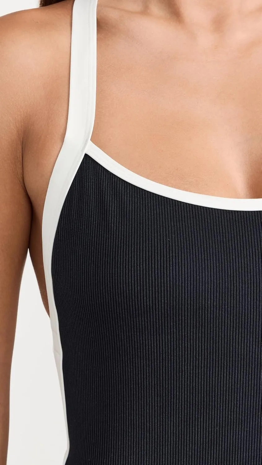 L*Space Ribbed Baewatch One Piece Swimsuit for Women, Classic Coverage, Low Back with Criss Cross Straps & Scoop Neck