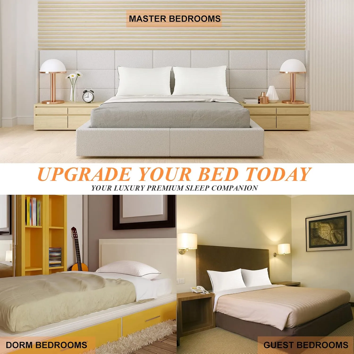 Luxury Hotel Bed Pillows for Sleeping, Standard/Full Size Set of 2 with Firm & Soft Density, Comfortable Down Alternative Fill for Side and Back Sleepers