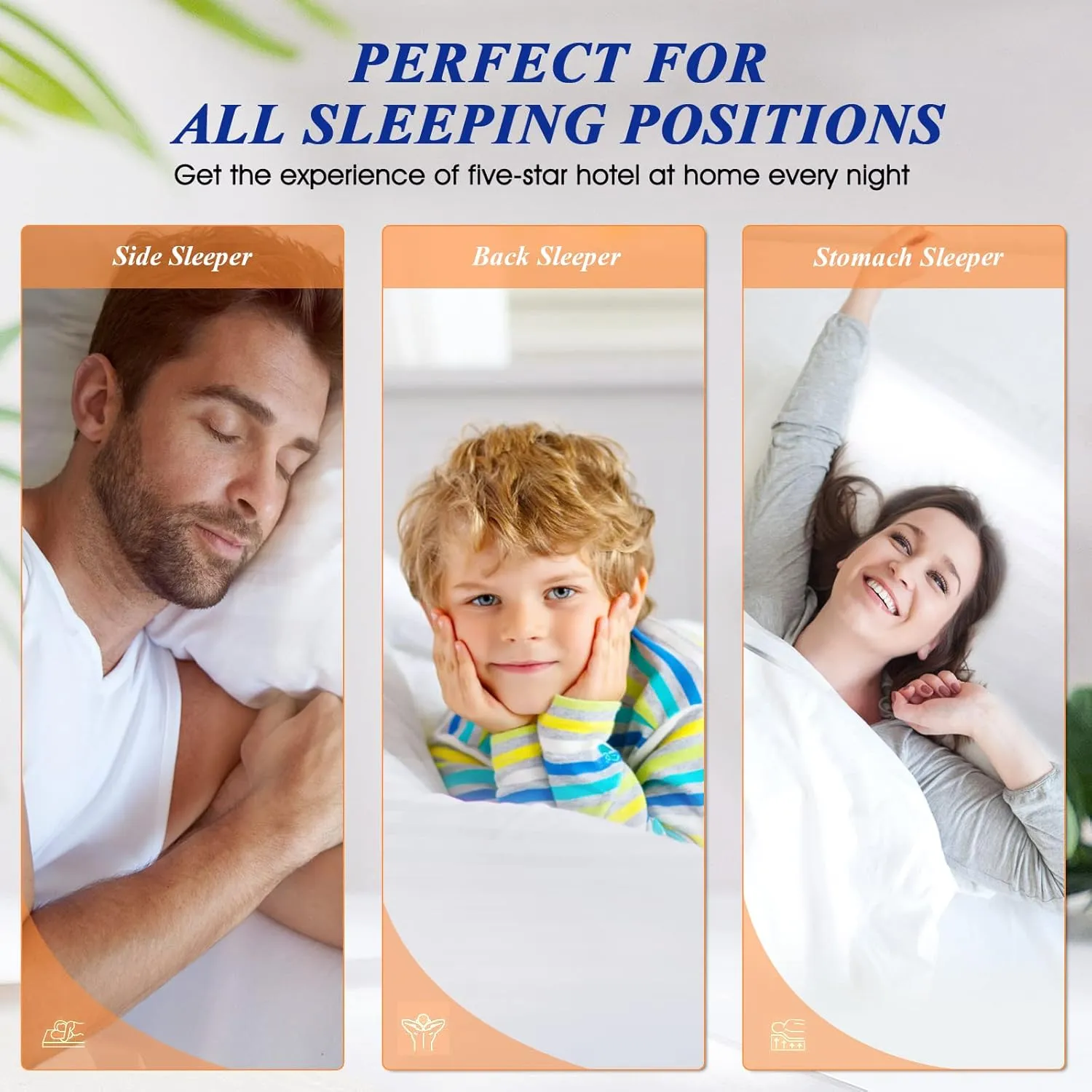 Luxury Hotel Bed Pillows for Sleeping, Standard/Full Size Set of 2 with Firm & Soft Density, Comfortable Down Alternative Fill for Side and Back Sleepers