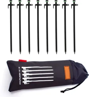 Lywencom Tent Pile, Luminous Ring Storage Bag (8 Pieces) Sturdy Heavy Steel Tent Stake, Suitable for Outdoor Mountain Camping and Hiking (30cm)
