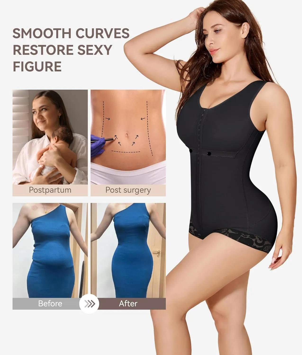 M MYODRESS Fajas Colombianas Tummy Tuck Compression Garment for Women Waist Trainer Postpartum Shapewear