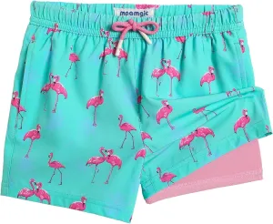 maamgic Boys Swim Trunks with Compression Liner Toddler Stretch Swim Shorts
