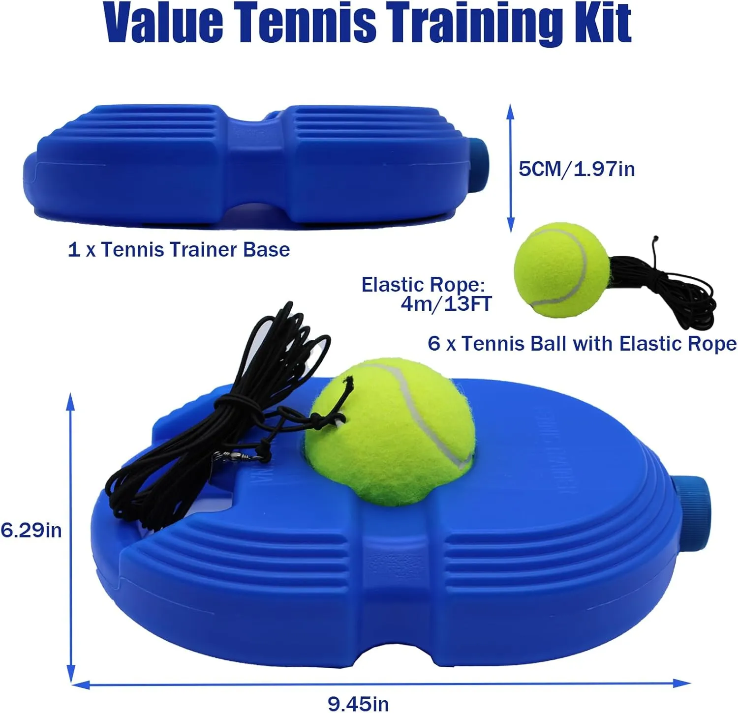 Magicorange Tennis Trainer Rebound Ball with 6 String Balls, Solo Tennis Training Equipment for Self Tennis Pracitce Training for Beginner