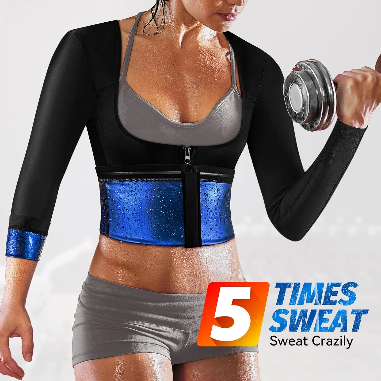 MATKAO Sauna Suit for Women Weight Loss Sauna Shirt for Women Sweat Suit Waist Trainer Vest Fitness Body Shaper Zipper