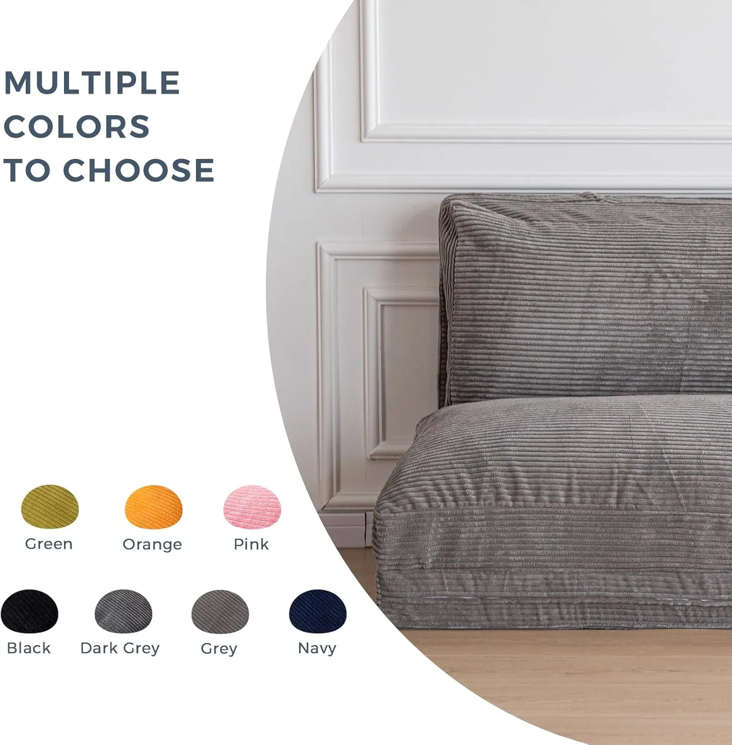 MAXYOYO Bean Bag Bed Folding Sofa Bed Floor Mattress for Adults, Extra Thick and Long Floor Sofa with Corded Washable Cover, Grey, 30x95 Inch