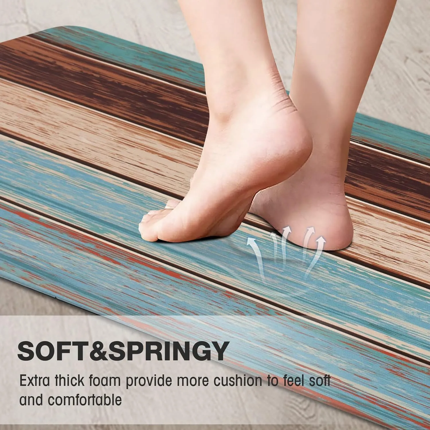 MAYHMYO Anti Fatigue Kitchen Mat - Set of 2 - Farmhouse Design Comfort Mats - Cushioned, Non Slip Floor Mat,17.3 x 29 x 0.4 inch   17.3 x 59 x 0.4 inch