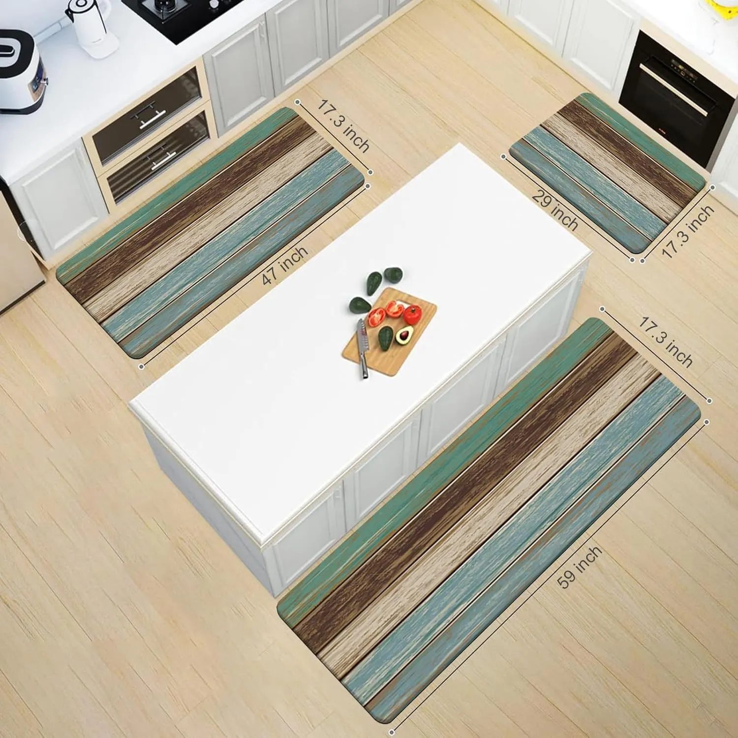 MAYHMYO Anti Fatigue Kitchen Mat - Set of 2 - Farmhouse Design Comfort Mats - Cushioned, Non Slip Floor Mat,17.3 x 29 x 0.4 inch   17.3 x 59 x 0.4 inch