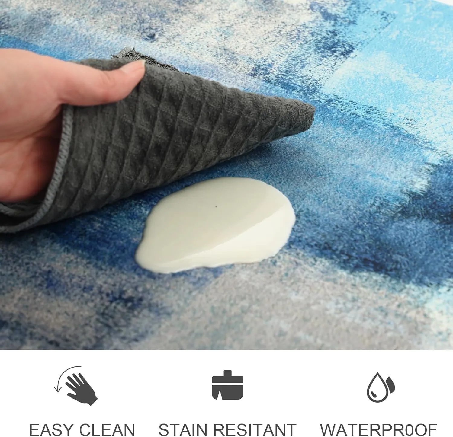 MAYHMYO Anti Fatigue Kitchen Mat - Set of 2 - Teal and Marble Design Comfort Mats - Cushioned, Non Slip Floor Mat