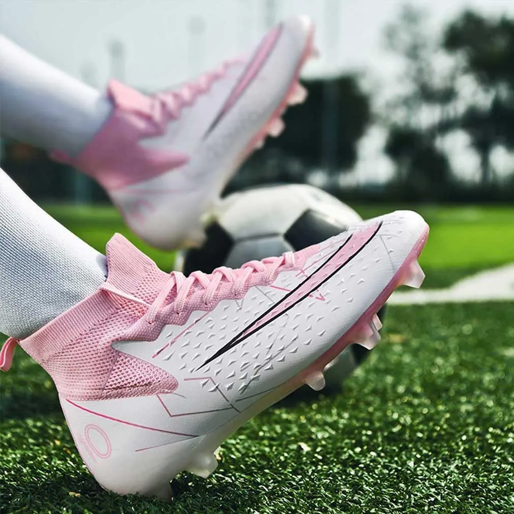 MEBAMY Men's Football Cleats High-Tops Comfortable - Gold-Plated Sole Spikes Soccer Boots for Turf AG