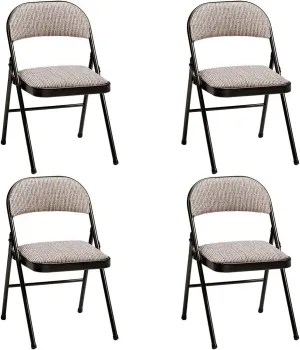 MECO 4 Pack Padded Folding Chairs, Cushioned Motif Fabric Foldable Chair, Cinnabar