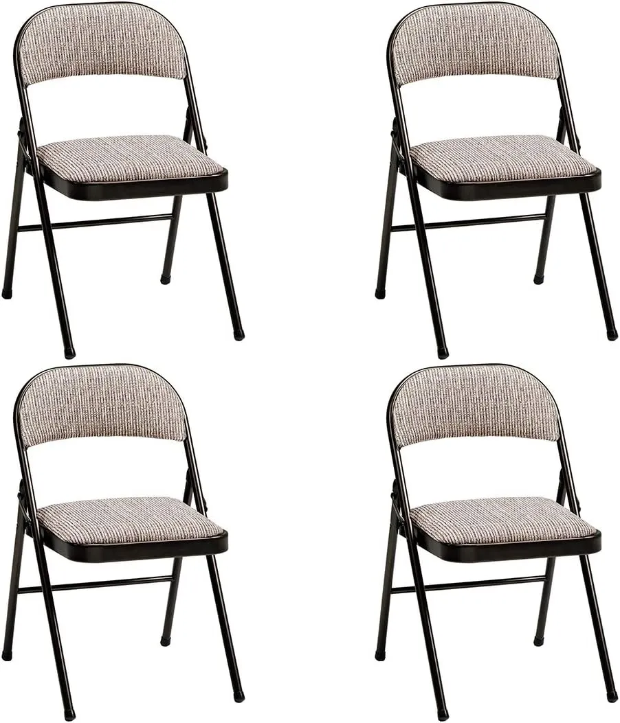 MECO 4 Pack Padded Folding Chairs, Cushioned Motif Fabric Foldable Chair, Cinnabar