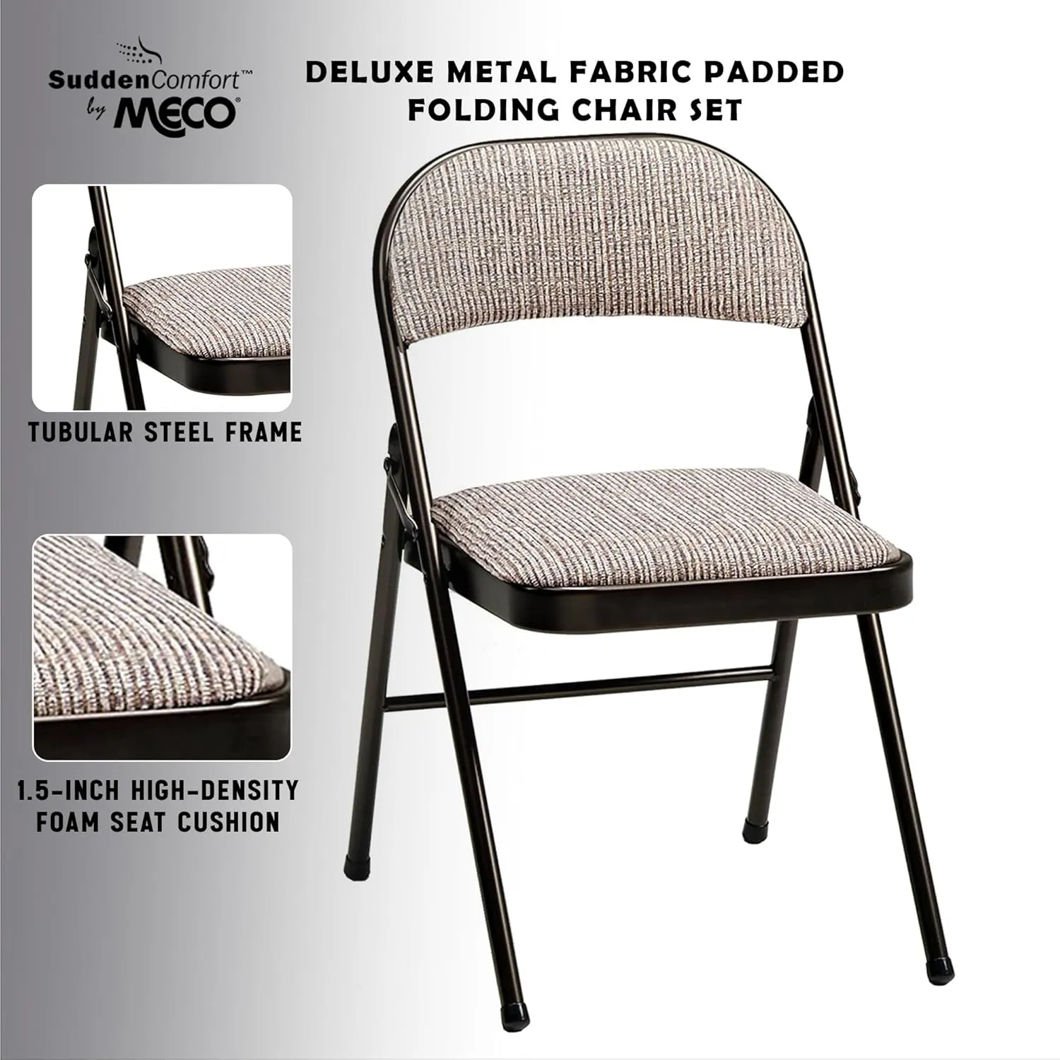 MECO 4 Pack Padded Folding Chairs, Cushioned Motif Fabric Foldable Chair, Cinnabar