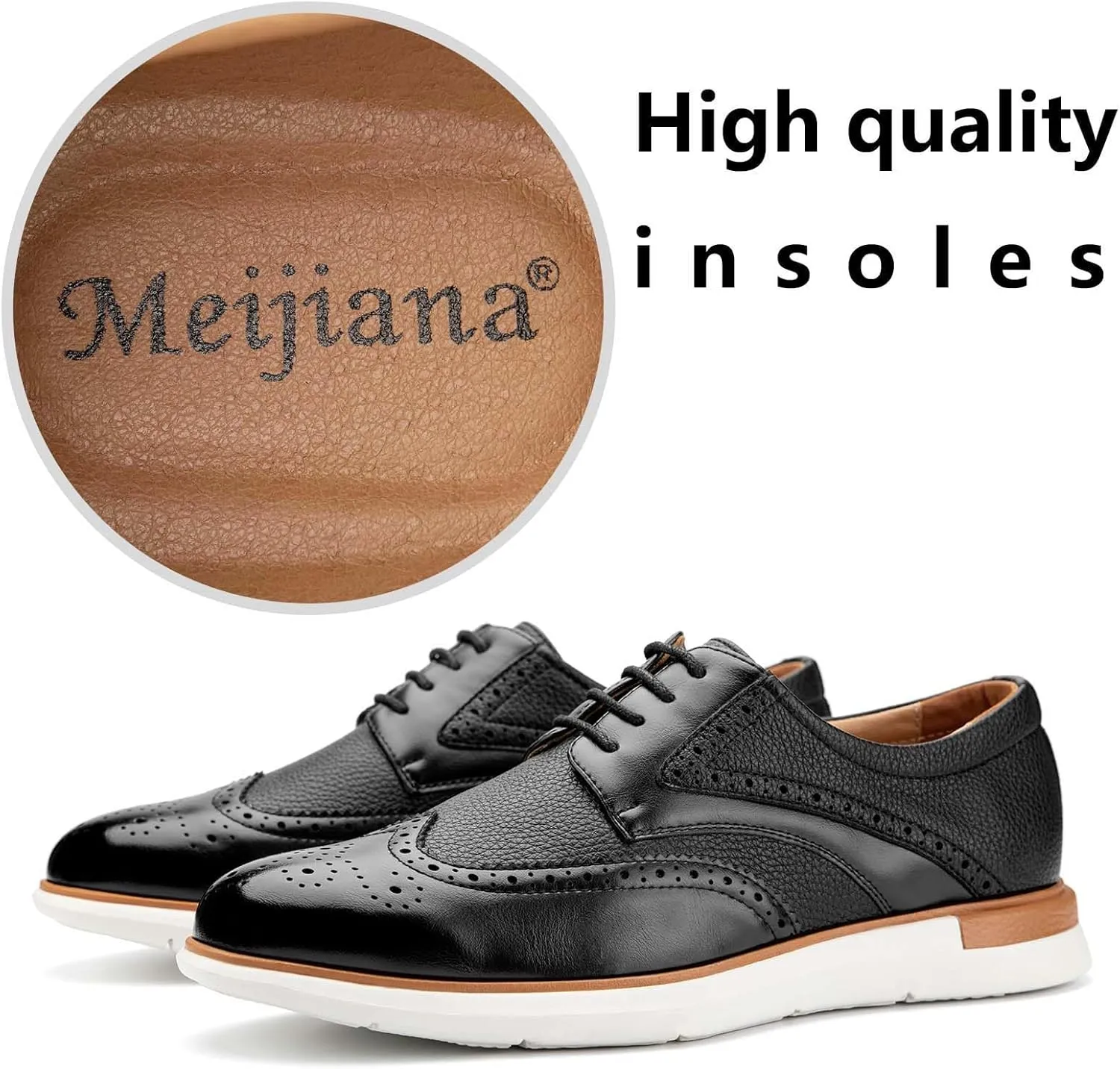 Meijiana Men's Oxfords Casual Dress Shoes Leather Lace Up Shoes for Men Business Oxford Shoes