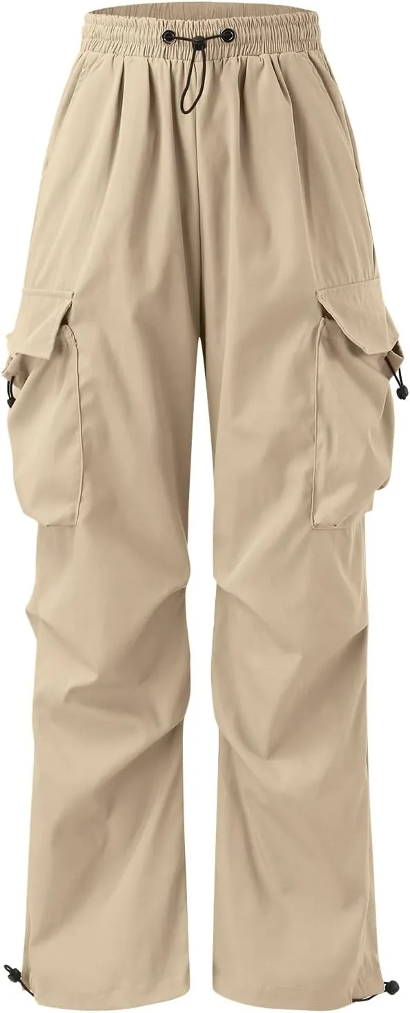 Men's Baggy Cargo Pants Casual Cotton Stretch Elastic Waist Pant Hiking Pant Multi Pockets