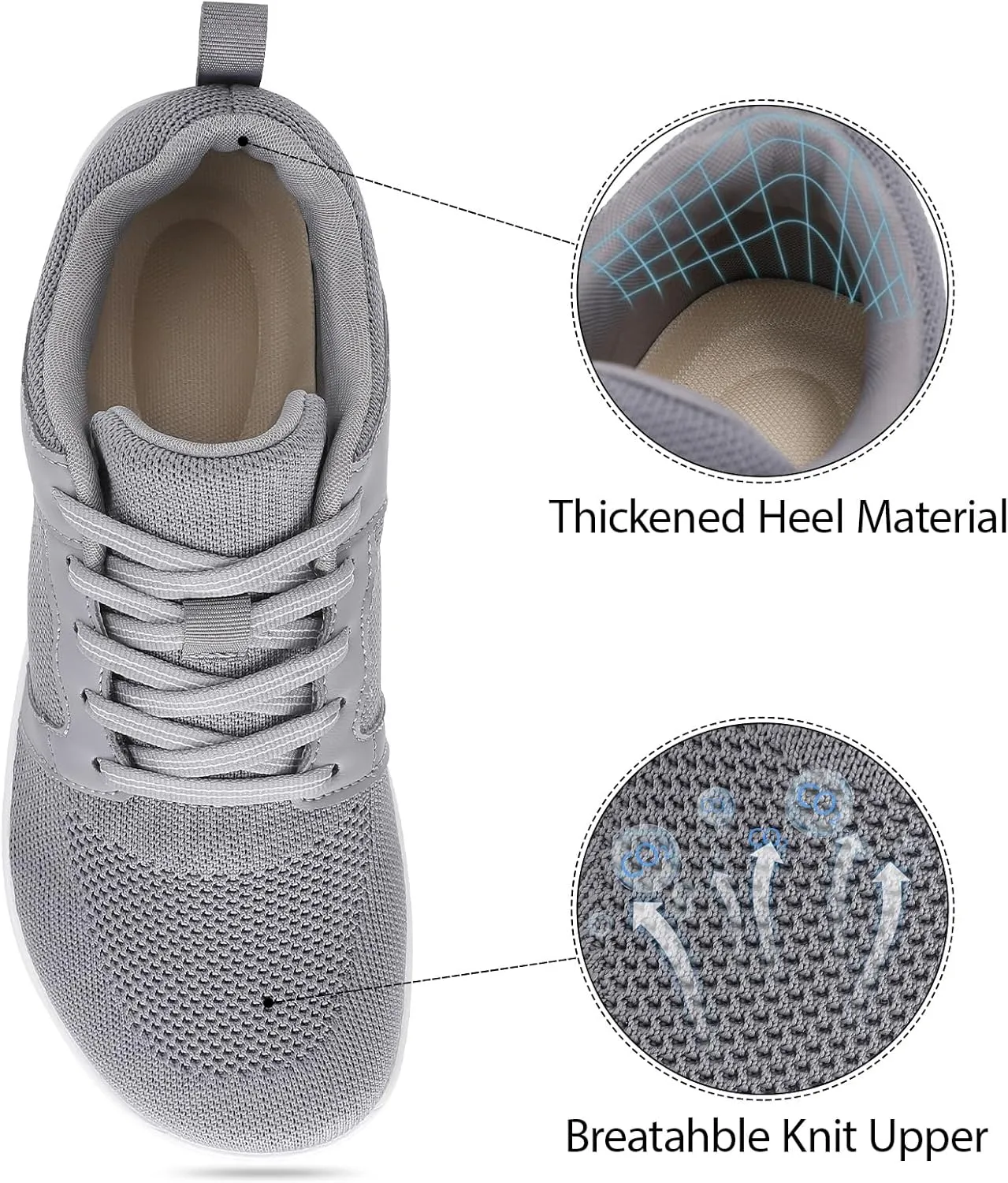 Men's Barefoot Shoes Wide Toe Walking Shoes Minimalist Cross-Trainer Shoes Zero Drop Sole Breathable Trail Running Sneakers