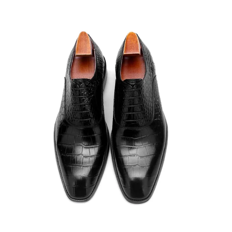 Men's Black Croco Oxford Shoes