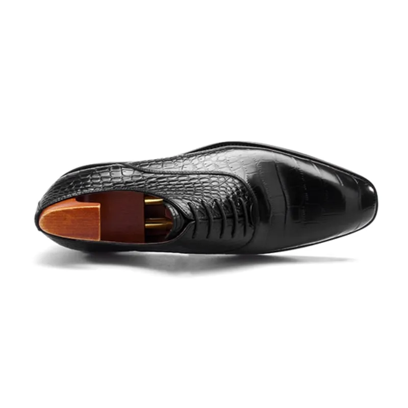 Men's Black Croco Oxford Shoes