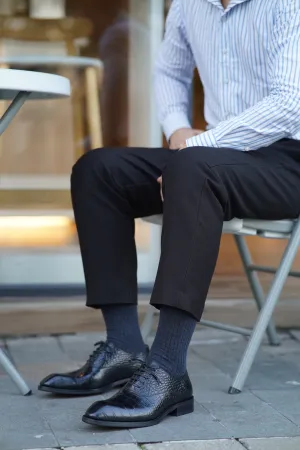 Men's Black Croco Oxford Shoes
