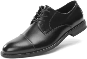 Mens Classic Dress Oxfords, Wingtip Prince Modern Formal Lace Up Shoes, Round Toe, TPR Outsole