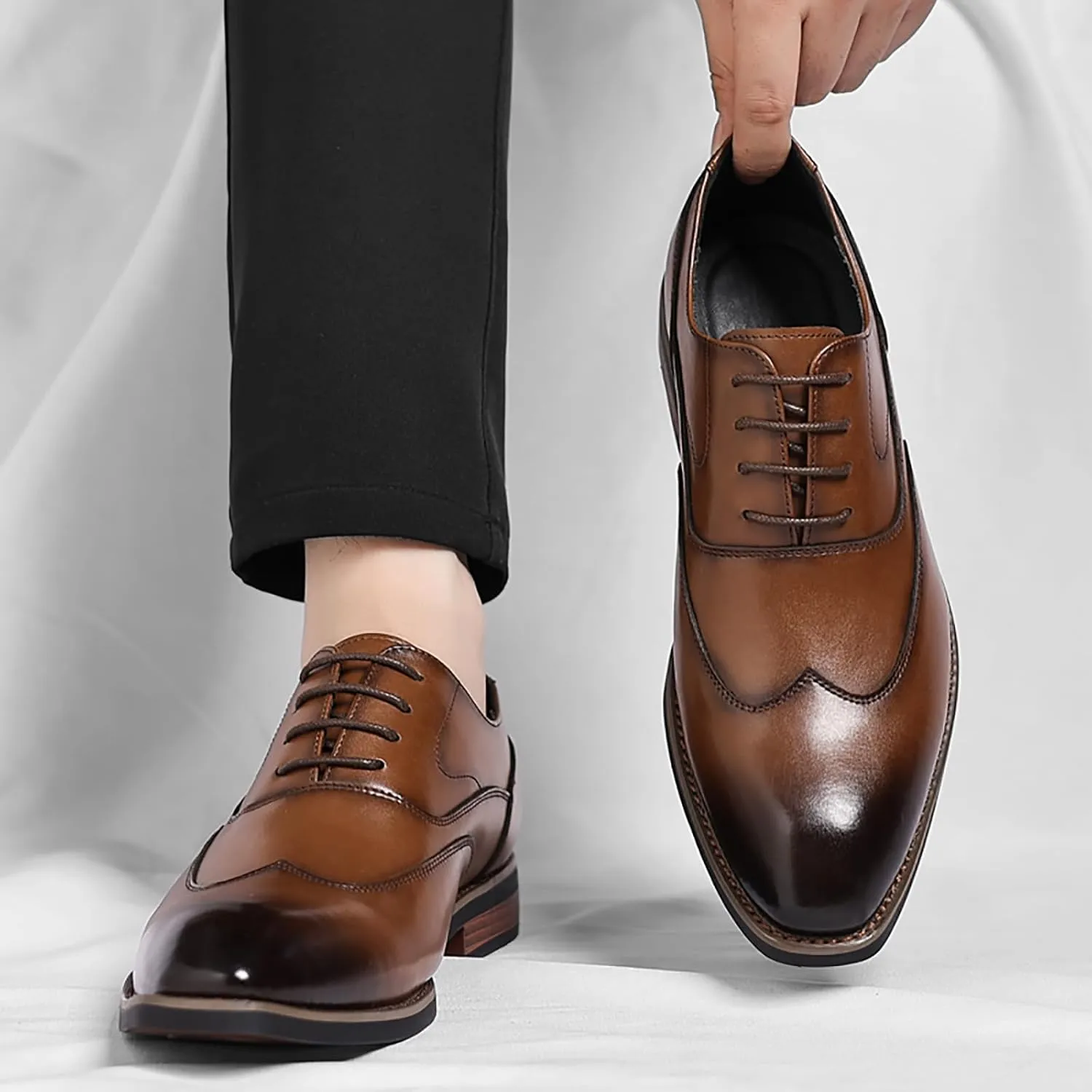 Men's Classic Dress Shoes Leather Lace Up Oxford Shoes for Formal Business