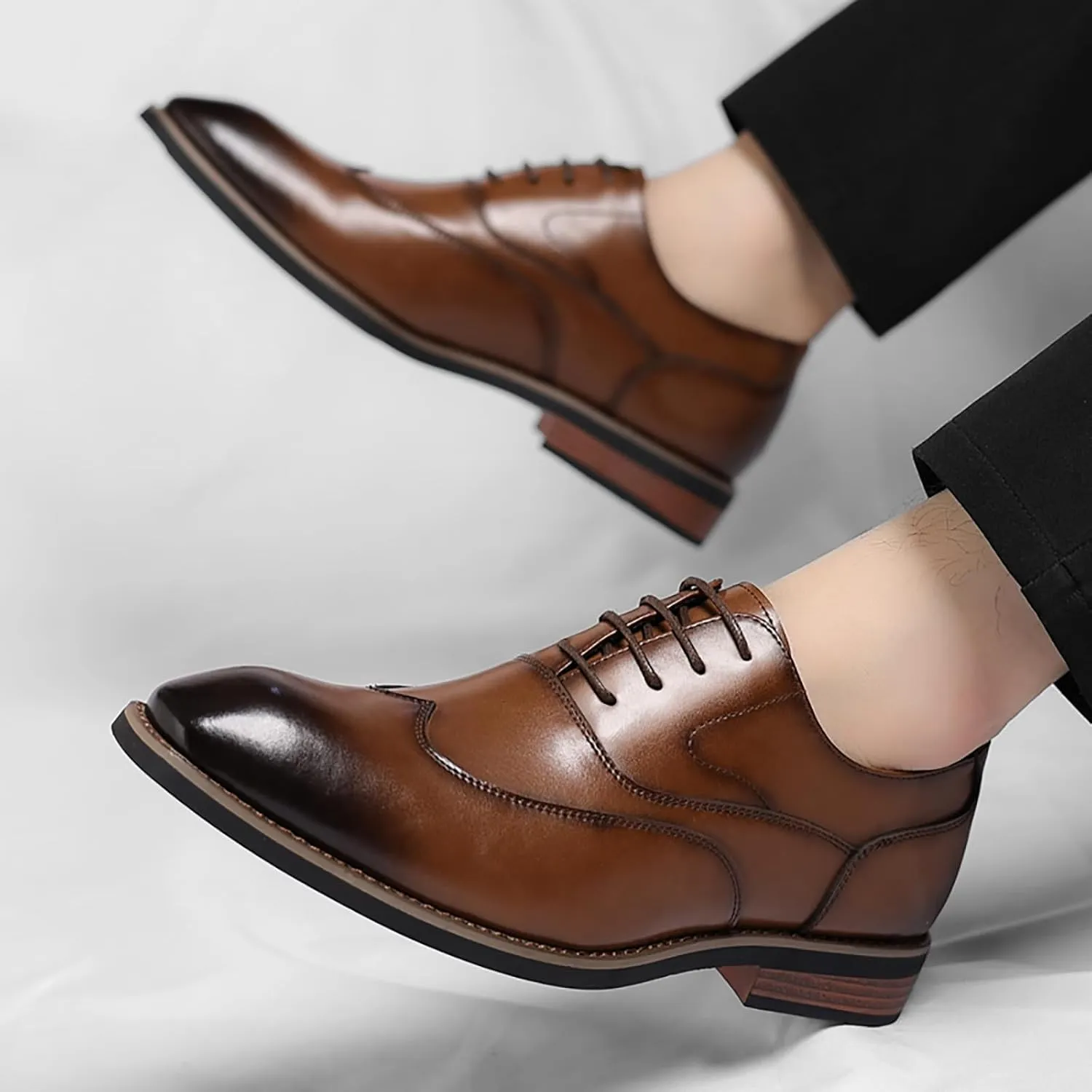 Men's Classic Dress Shoes Leather Lace Up Oxford Shoes for Formal Business