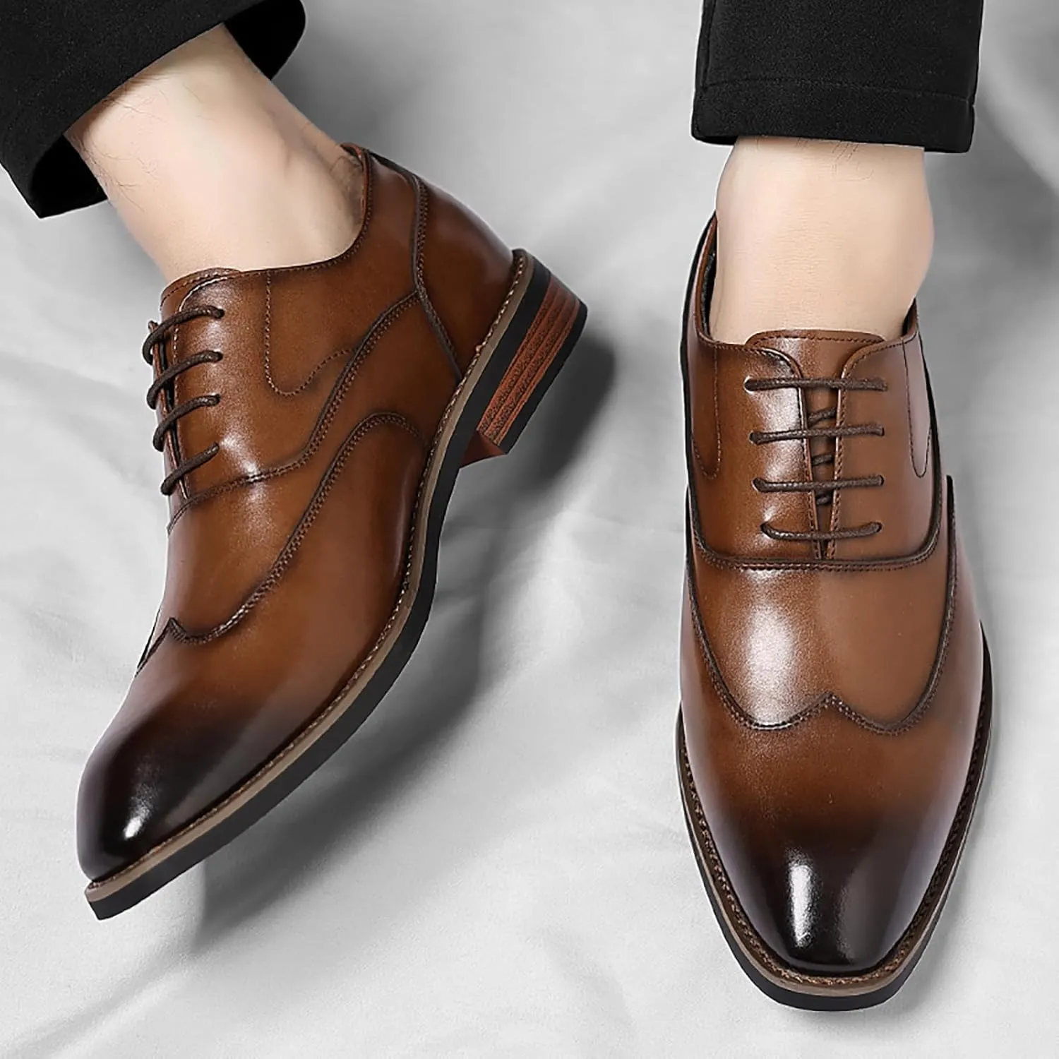 Men's Classic Dress Shoes Leather Lace Up Oxford Shoes for Formal Business