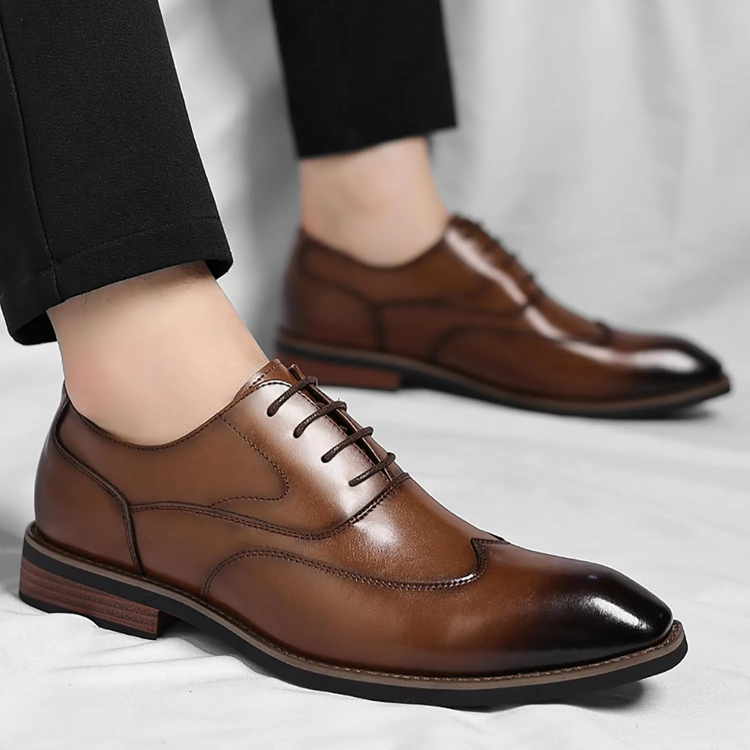 Men's Classic Dress Shoes Leather Lace Up Oxford Shoes for Formal Business