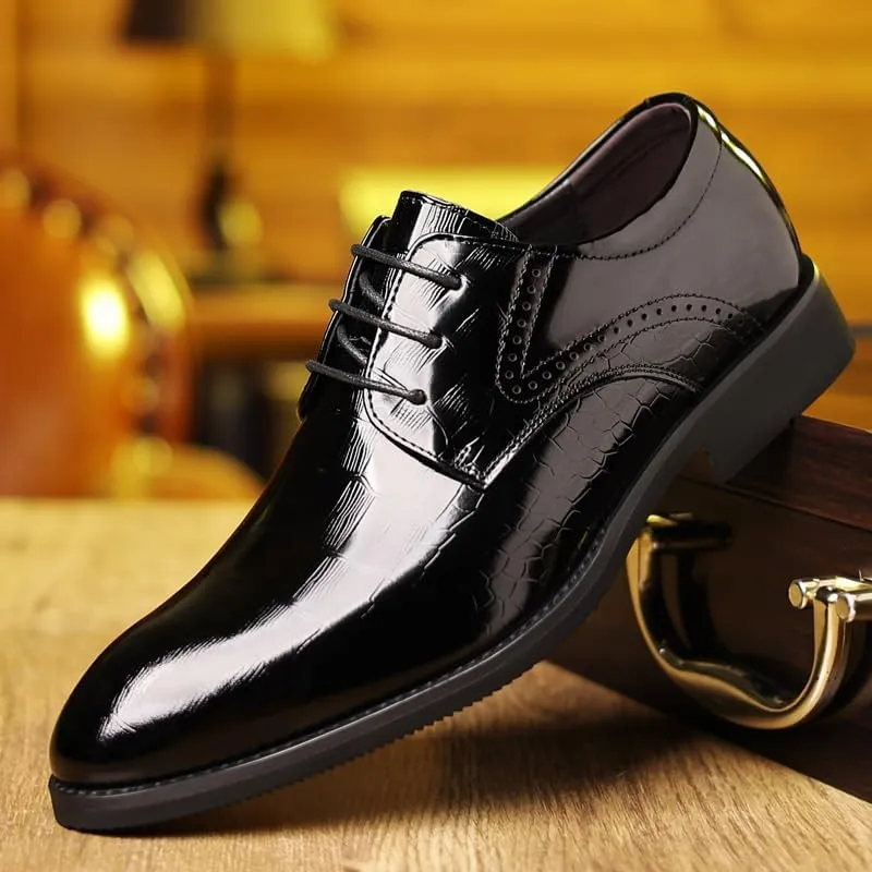 Men's Classic Lace Up Oxford Shoes - Genuine Leather Pointed Toe Dress Shoes for Business & Formal Occasions