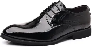 Men's Classic Lace Up Oxford Shoes - Genuine Leather Pointed Toe Dress Shoes for Business & Formal Occasions